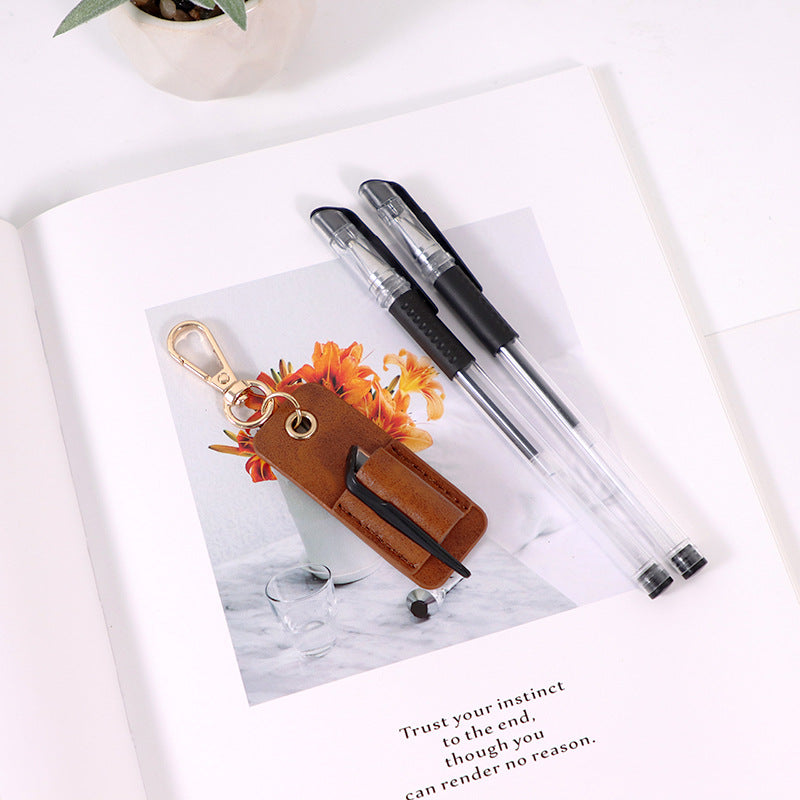 Wholesale Neck Pencil Bag Portable Small Leather Pen Clip Key Pendant